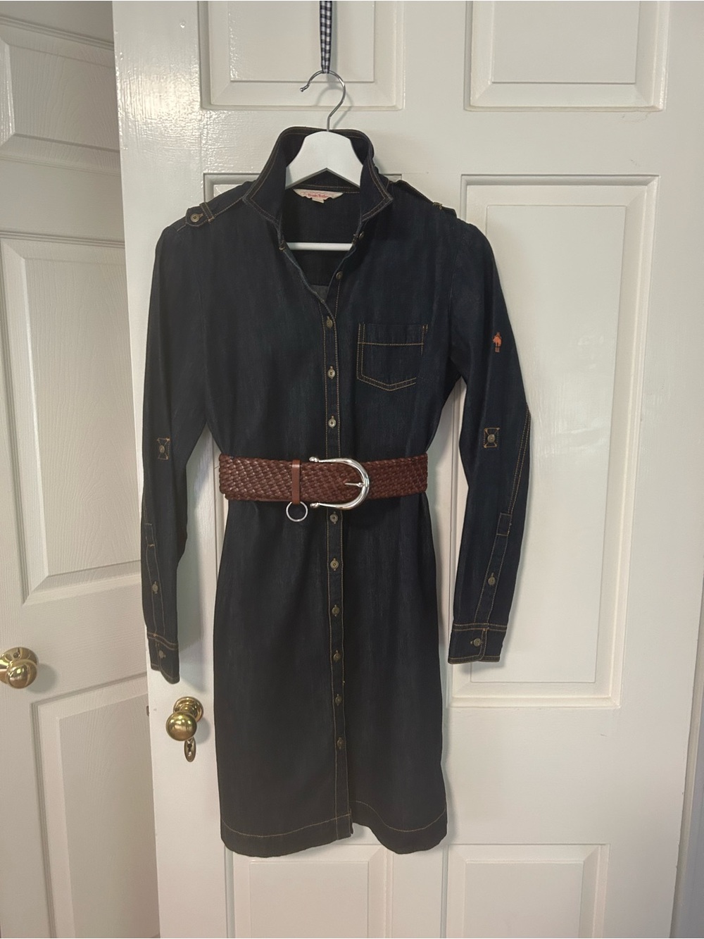Brooks Brothers Dark Indigo Denim Long Shirt Dress - belt not included